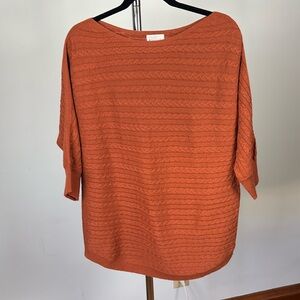 Pumpkin-colored 3/4 sleeve sweater